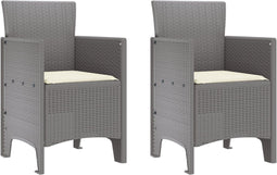 vidaXL - Tuinmeubelen - met - Kussens - 2 - stuks - Lichtgrijs - Poly - Rattan