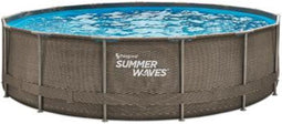 SUMMER WAVES ZWEMBAD ACTIVE FRAME 457 X 106 CM DARK DOUBLE RATTAN + FILTERPOMP