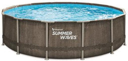 SUMMER WAVES ZWEMBAD ELITE FRAME 427 X 107 CM DARK DOUBLE RATTAN + FILTERPOMP