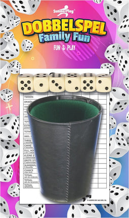 SummerPlay Dobbelspel met beker - inclusief 6x dobbelstenen en scoreblok