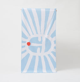 Sunnylife - Beach Strandlaken Microvezel Sunface 175 x 90cm - Polyester - Blauw