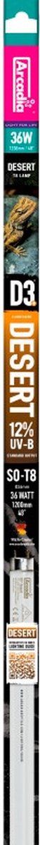Arcadia D3+ Reptile T8 Lamp 12% Uvb 120Cm 36 Watt