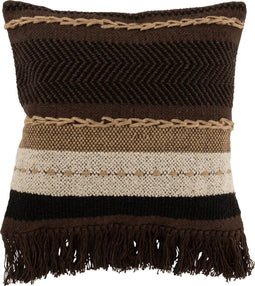 J-Line kussen Etnic - katoen - bruin/zwart/beige