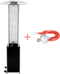 Sunred – Gas flame torch - Gas lijn - Zwart - Staand model - Terrasverwarmer - Gas - 12000 W – Verschillende standen - Elektrische ontsteking - Gas heater - Compleet: incl. gasdrukregelaar & slang