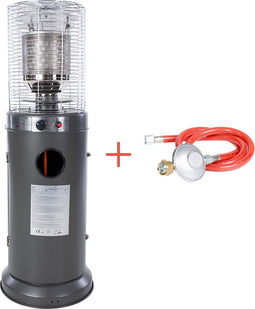 Sunred - Terrasverwarmer - Lounge Heater - Propus - Grijs - Staand model - 10000 W – Verschillende standen – Piezo ontsteking - Gas heater - Compleet: incl. gasdrukregelaar & slang