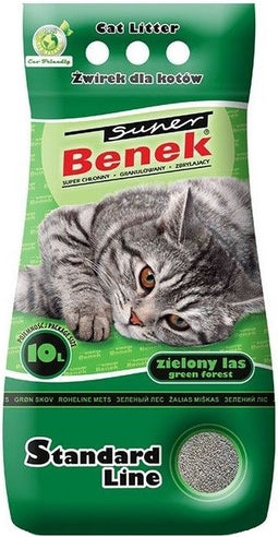 SUPER BENEK STANDARD Kattenbakvulling Bentoniet grit Groen bos 10 l