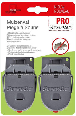 SuperCat muizenval Pro – Muizenklem – Gifvrij – Muizen verjager – Effectieve ongedierteval - Kan zowel binnen als buiten gebruikt worden – Met lokaas voor het beste resultaat - 2 stuks - Kunststof