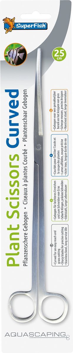 Superfish Rvs Plantenschaar Gebogen - Aquarium Toebehoren - 25 cm