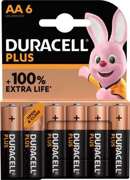 Duracell Plus AA - Alkaline Batterijen - Tot 10 jaar energiebehoud - Koper (6 stuks)