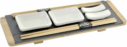Sushi-set DKD Home Decor Bruin Zwart Natuurlijk Bamboe Raad van bestuur 30 x 10 x 3,5 cm (9 Onderdelen) (30 x 10 x 3,5 cm)
