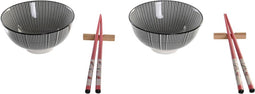 Sushi-set DKD Home Decor Zwart Bamboe Keramiek Orientaals (6 Onderdelen)