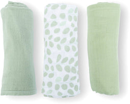 doomoo Lovely - Set van 3 babydoeken - Biologisch katoengaas - Superzacht en multifunctioneel - Mini Leaves Green (3 stuks)