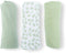 doomoo Lovely - Set van 3 babydoeken - Biologisch katoengaas - Superzacht en multifunctioneel - Mini Leaves Green (3 stuks)