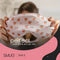 SMUG Slaapmasker met Zwarte Oordopjes en Opbergzakje - 100% Verduisterend - Verstelbaar Oogmasker in Satijn - Peachy Print