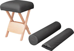 vidaXL - Massagekruk - met - 12 - cm - dikke - zitting - 2 - bolsters - inklapbaar - zwart