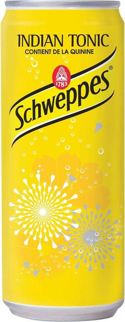 Schweppes Indian Tonic frisdrank, blikje van 33 cl, pak van 24 stuks