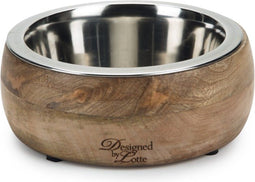 Designed by Lotte Mandira - Hondenvoerbak - Hout + RVS bakje - 16,5 cm