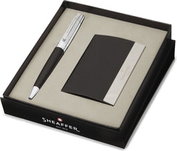 Sheaffer balpen giftset - 300/G9314 - glossy black chrome plated - met visitekaarthouder - SF-G2931451-3