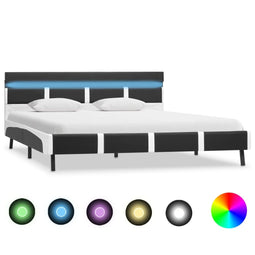 Bedframe met LED kunstleer grijs 160x200 cm