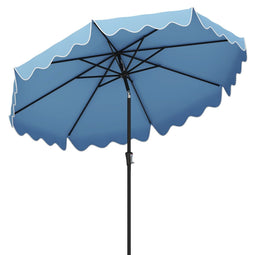 Coast Parasol 270 cm Marineblauw – Tuinparasol met Zwengel, Volant en 25° Kantelbaar Terrasparasol m