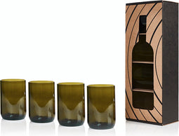Glazen Rebottled Olive 330 ml - 4 stuks - gemaakt van gerecyclede wijnflessen
