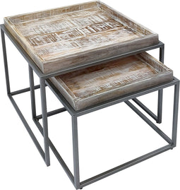 SVJ Bijzettafel - 54x54x46 cm - Metaal - Grijs - Set van 2