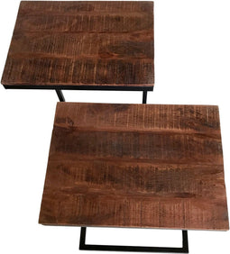 SVJ Bijzettafel Rechthoekig - 30x40x48 cm - Metaal - Zwart - Set van 2