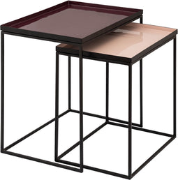 SVJ Bijzettafel Rechthoekig - 36x48x50 cm - Metaal - Bruin - Set van 2