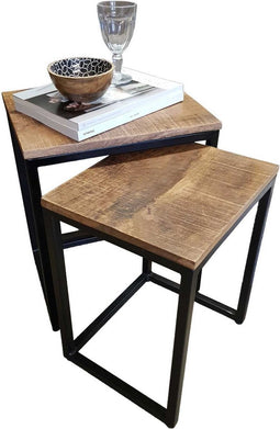 SVJ Bijzettafel Rechthoekig - 65x40x50 cm - Metaal - Zwart - Set van 2