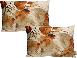 SVJ Bladeren Kussen - 40x60 cm - Fluweel - Beige - Set van 2