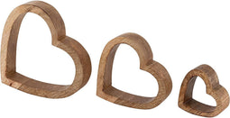SVJ Deco Hartjes - 4x24x24 cm - Mango Hout - Naturel - Set van 3