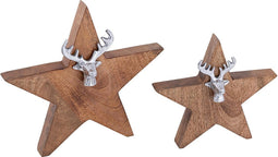SVJ Deco Sterren - 25x25x7 cm - Mango Hout - Naturel - Set van 2