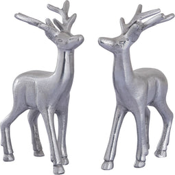 SVJ Decoratief Herten Beeldje - 20x20x23 cm - Zilver - Set van 2