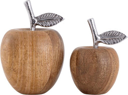SVJ Decoratieve Appels - 9x9x15 cm - Mango Hout - Naturel - Set van 2