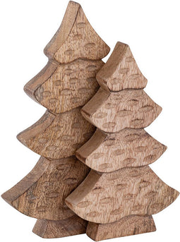 SVJ Decoratieve Boom - 3x16x23 cm - Mango Hout - Naturel - Set van 2