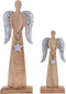 SVJ Decoratieve Engel - 6x16x47 cm - Mango Hout - Naturel - Set van 2