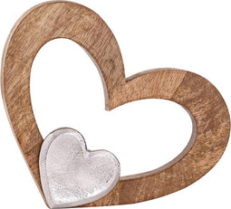 SVJ Decoratieve Hartjes - 3x27x21 cm - Mango Hout - Naturel