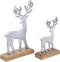 SVJ Decoratieve Herten - 6x20x32 cm - Mango Hout - Zilver - Set van 2