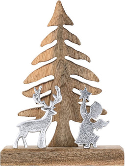 SVJ Decoratieve Kerstboom - 27x20x6 cm - Mango Hout - Naturel