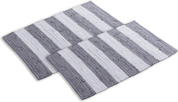 SVJ Douchemat Rechthoekig - 80x50x1 cm - Katoen - Zwart - Set van 2
