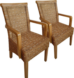 SVJ Eetkamerstoelen - 47x54x97 cm - Rotan - Bruin - Set van 2