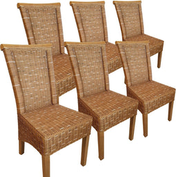 SVJ Eetkamerstoelen - 54x47x97 cm - Rotan - Bruin - Set van 6