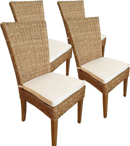 SVJ Eetkamerstoelen - 60x48x98 cm - Rotan - Lichtbruin - Set van 4