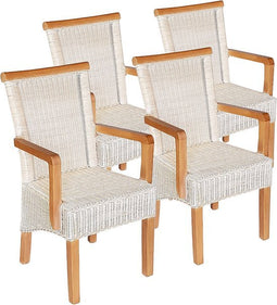 SVJ Eetkamerstoelen - 64x54x97 cm - Rotan - Wit - Set van 4