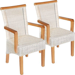 SVJ Eetkamerstoelen Rechthoekig - 47x54x97 cm - Wit/Bruin - Set van 2
