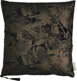 SVJ Home Decorations Bladeren Kussen - 45 x 45 cm - Fluweel - Zwart