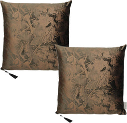 SVJ Home Decorations Bladeren Kussen - 45x45 cm - Fluweel - Set van 2