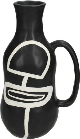 SVJ Home Decorations Fine Vaas - 18 x 13 x 28 cm - Aardewerk - Zwart