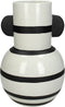 SVJ Home Decorations Gestreepte Vaas - 17x17x26 cm - Aardewerk - Wit