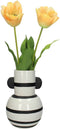 SVJ Home Decorations Gestreepte Vaas - 17x17x26 cm - Aardewerk - Wit